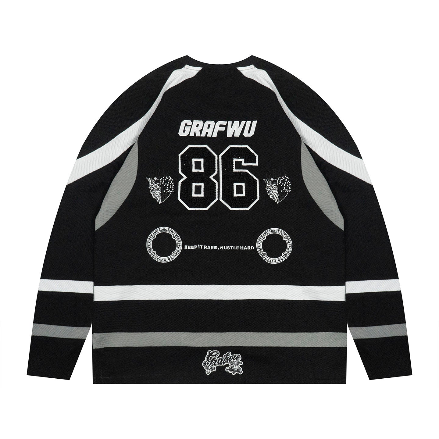 GRAF&WU Giraffe Angel Embroidered Rhinestone Thick Ice Hockey Jersey