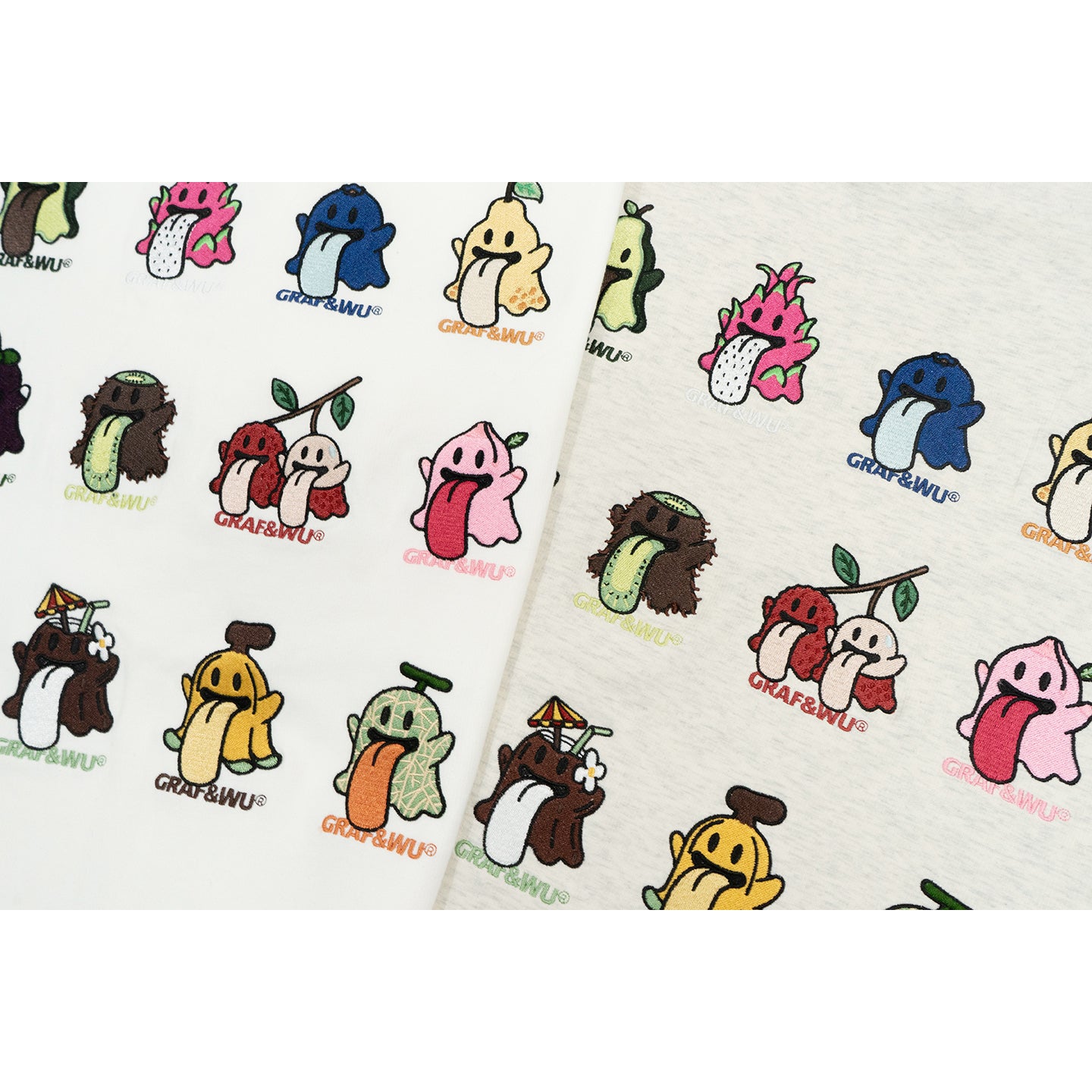 GRAF&WU Fruit Party 12 Fruit Cute Ghosts Embroidery Long-sleeves Shirt