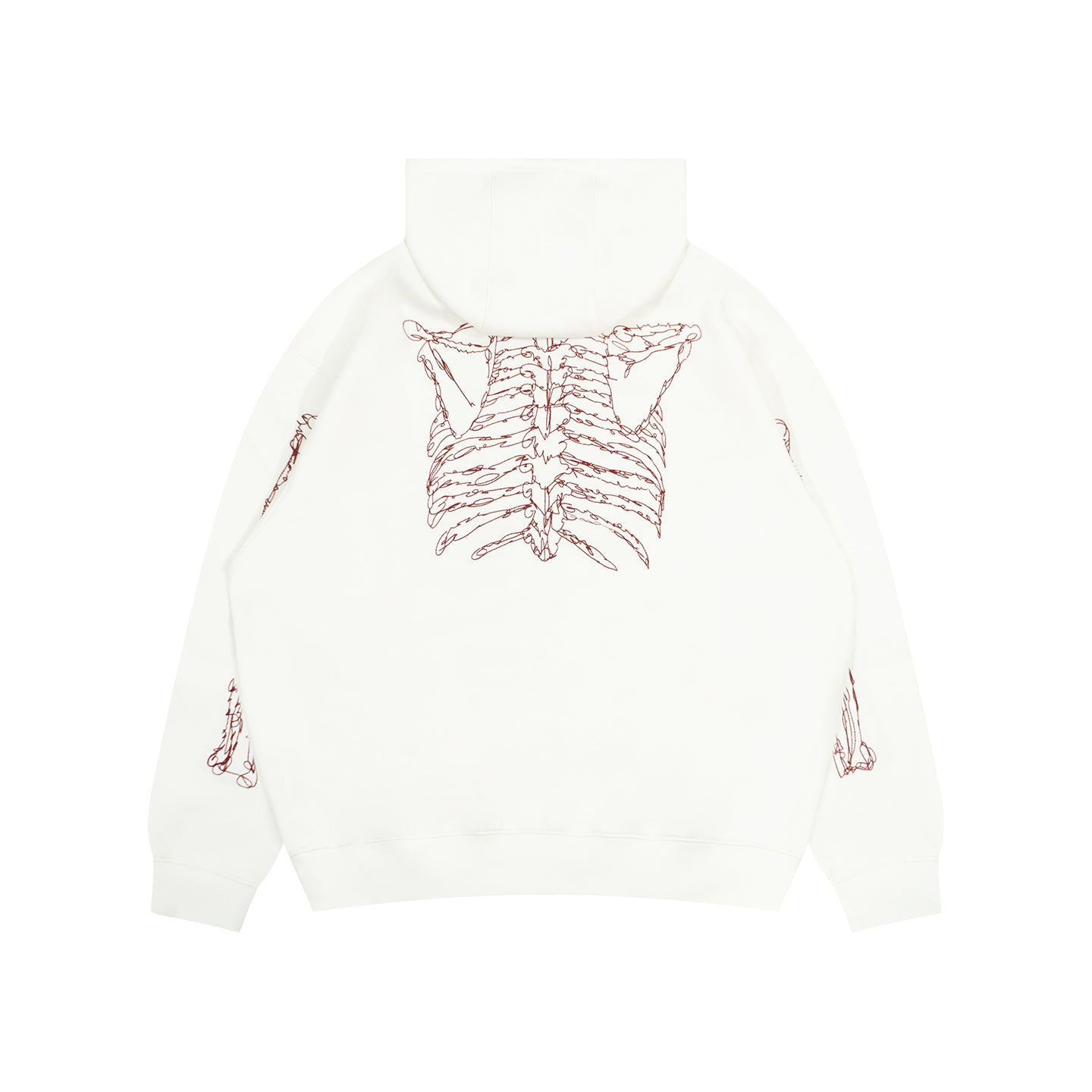 GRAF&WU Skeleton Rib Cage Embroidery Oversized Streetwear Hoodie