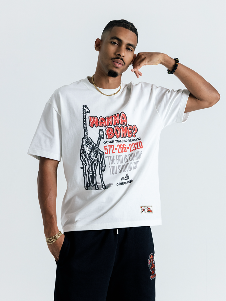 GRAFWU Giraffe Skeleton Hip-Hop T-Shirts