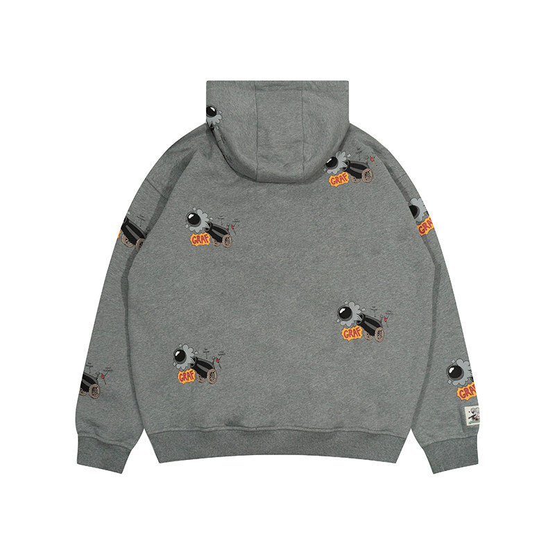 GRAF&WU Happy Wifey Lifey Hoodie | Grey Cartoon Graphic Streetwear