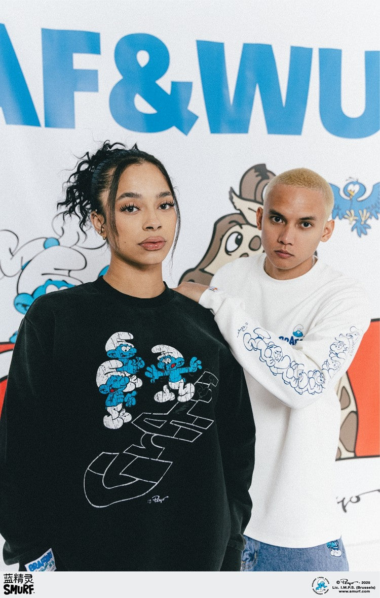 GRAF&WU Classic Character Scenes Distressed Vintage Long-Sleeved Shirt