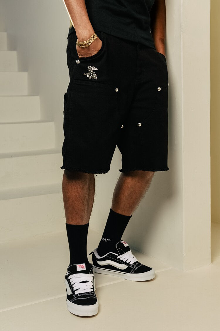 GRAF&WU Tough Guy AK47 Angel Giraffe Metal Logo Thick Lumberjack Shorts