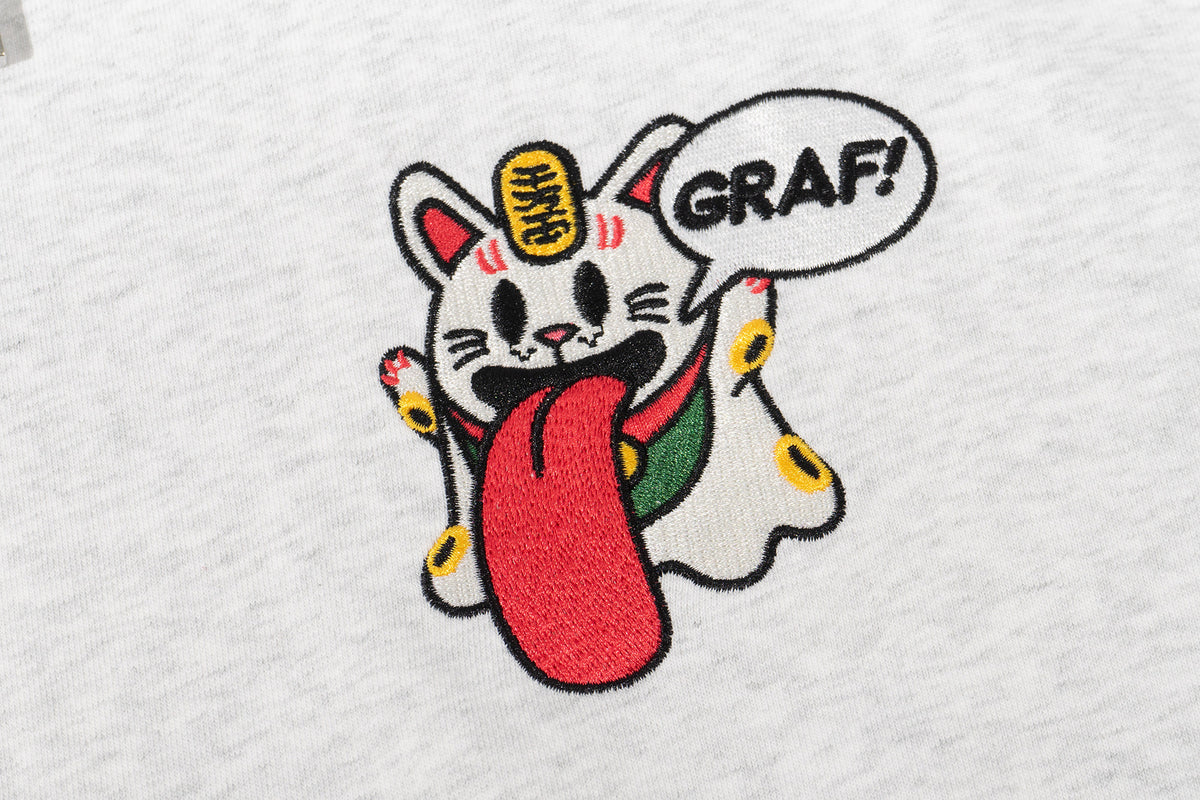 GRAF&WU Chinese Zodiac Cute Ghost Themed Embroidered Oversized Fleece Hoodie