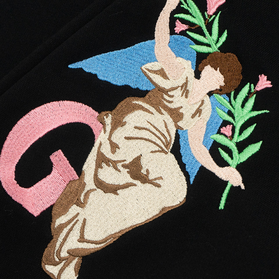 GRAF&WU Colorblock Waist Lucky Goddess Embroidery Oversized Sweatpants
