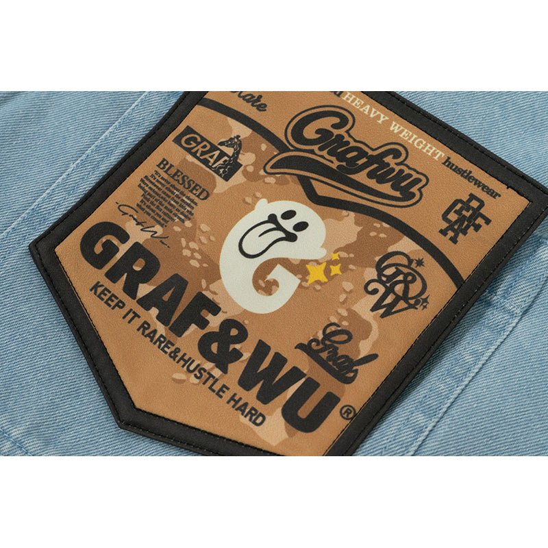 GRAF&WU Shorts Cute Ghost G Letter Logo Shorts Casual Solid Color Cargo Pants Men Women Cotton Shorts Hip-Hop Trend Pants