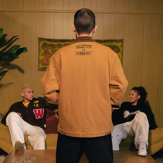 GRAF X PEANUTS Paper Bag Over Head Social Anxiety Barn Jacket