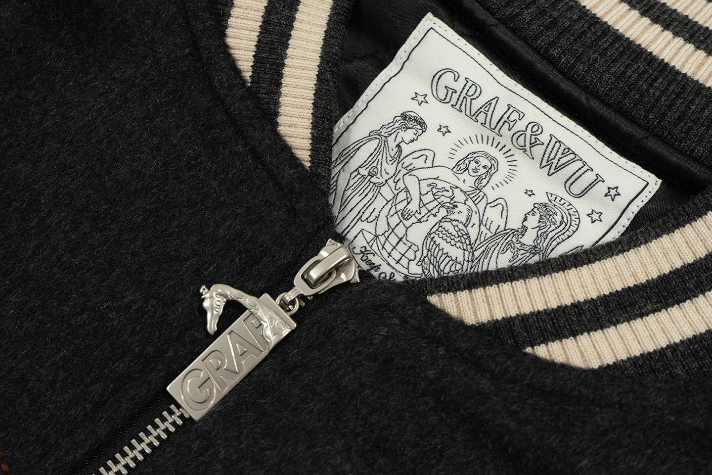 GRAF&WU Lucky Goddess Hand-embroidered Wool Vintage Jacket