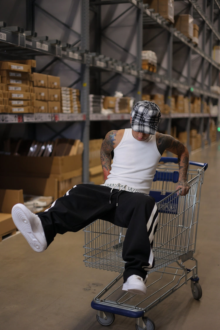 GRAF&WU Brand Arc Logo Embroidered Street Saggin Pants