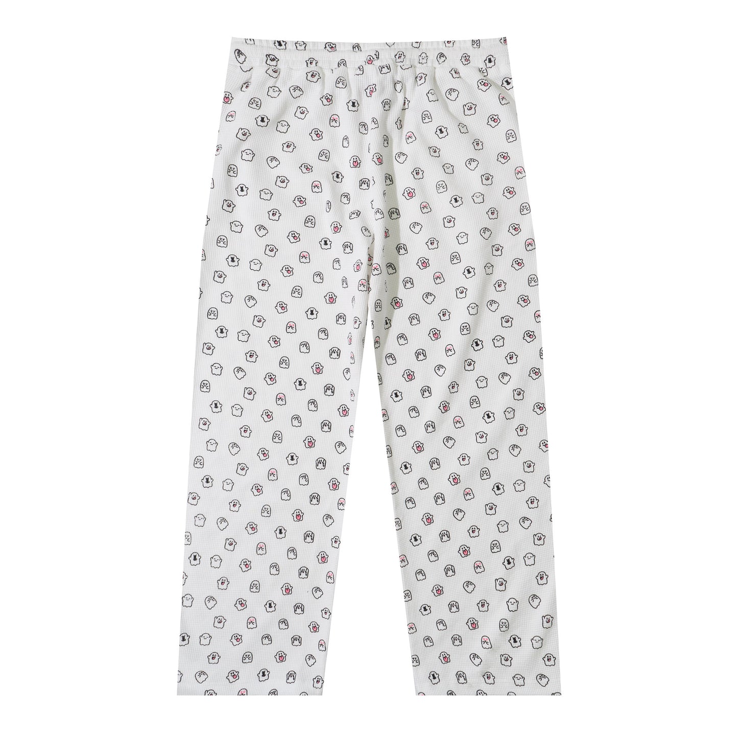 GRAF&WU Mini Cute Ghost Cotton Waffle Cozy Pants