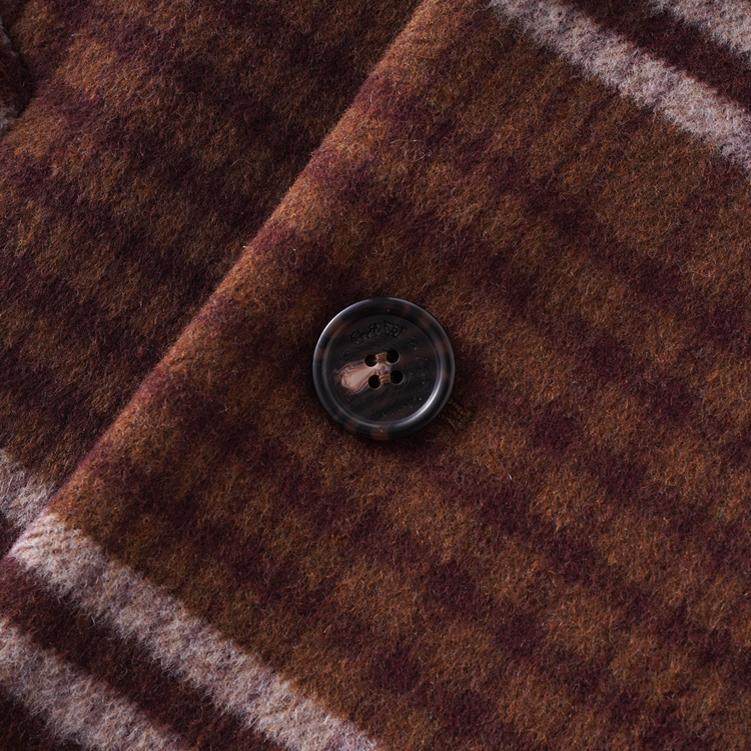 GRAF&WU Fashion Brown Plaid Embroidered 100% Wool Jacket Coat