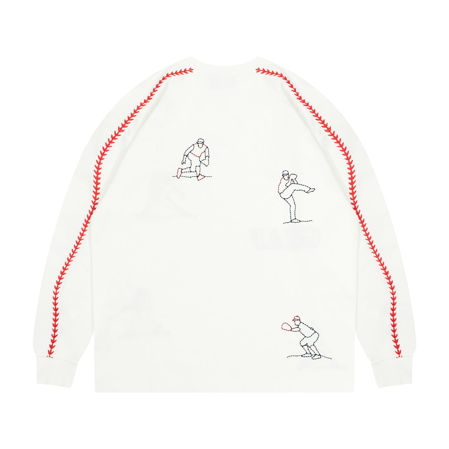 GRAF&WU Baseball Stitch Player Graphic Oversized Long Sleeve Shirt