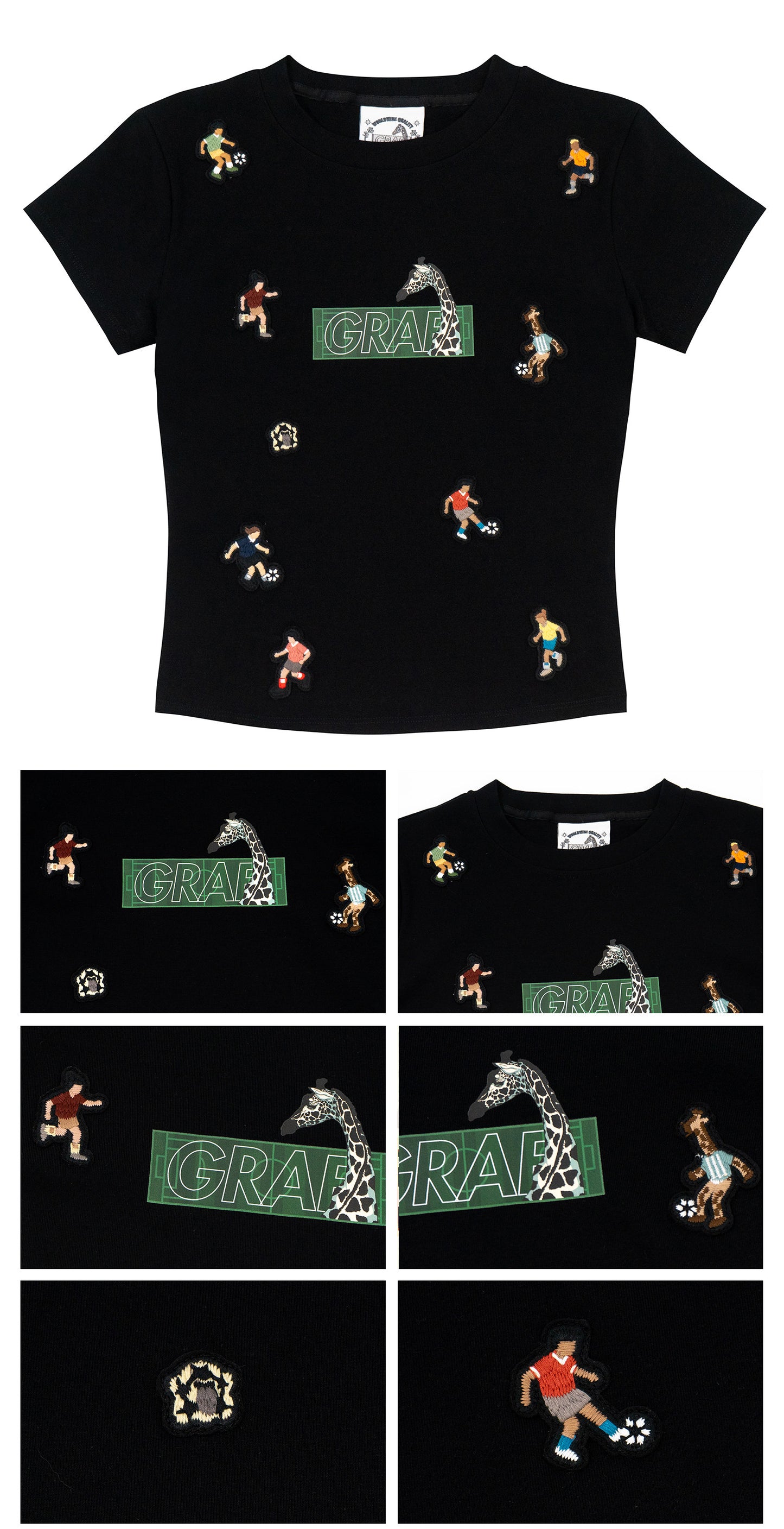 GRAF&WU Y2K Sports Giraffe Mini Embroidered Hot Girls T-Shirt