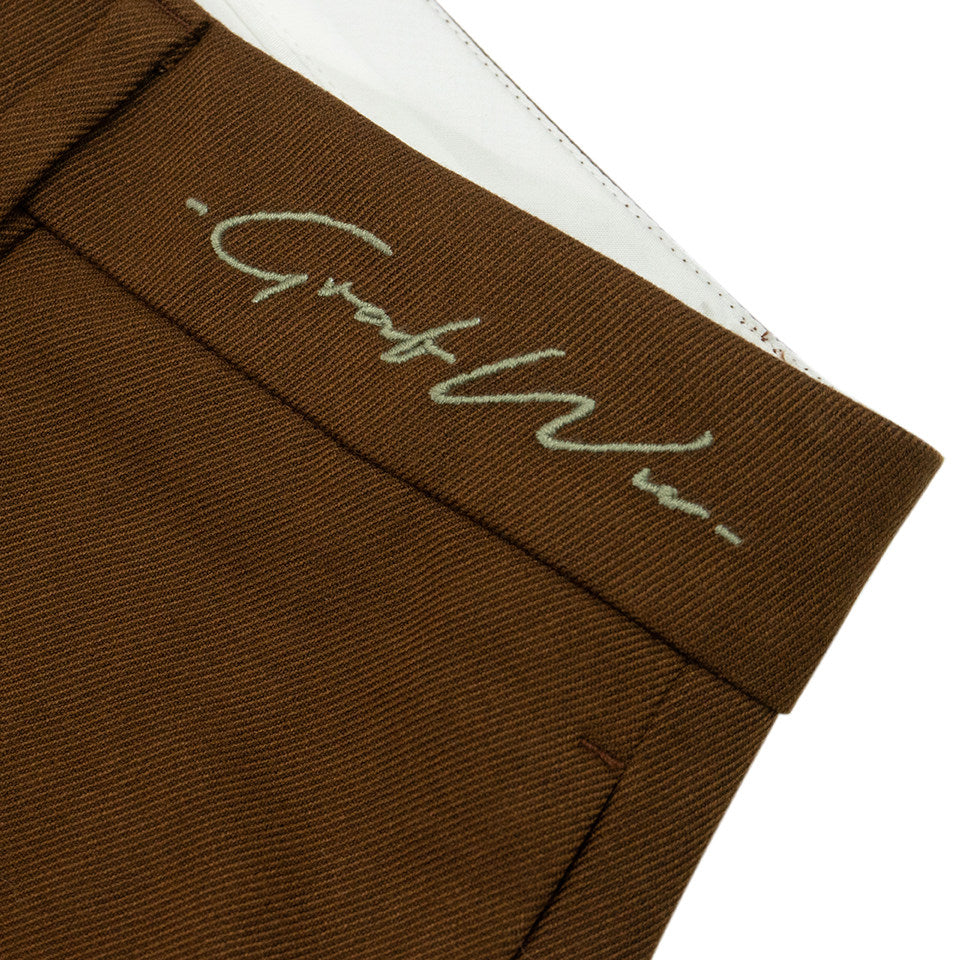 GRAF&WU Aesthetic Green Plant Embroidered Pearl Baggy Trousers