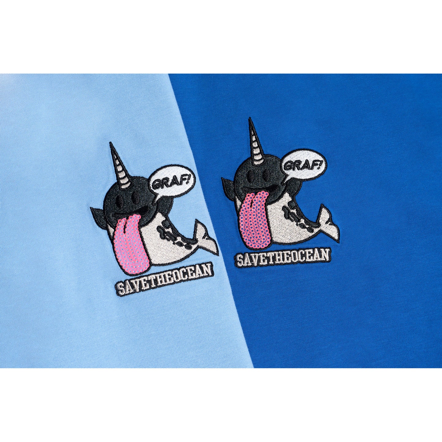 GRAF&WU 12 Ocean Cute Ghost Character Embroidered T-Shirts