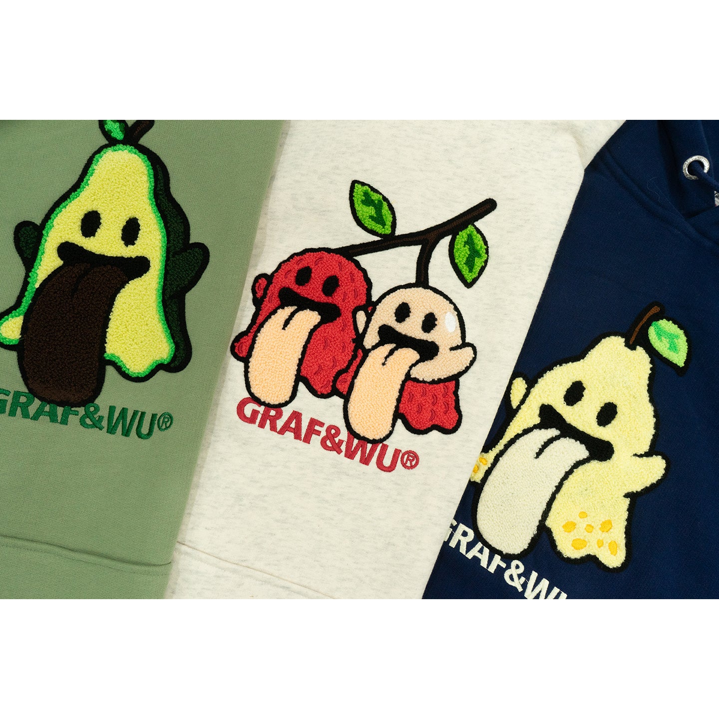 GRAF&WU Fruit Cute Ghost Towel Embroidery Fleece Hoodie