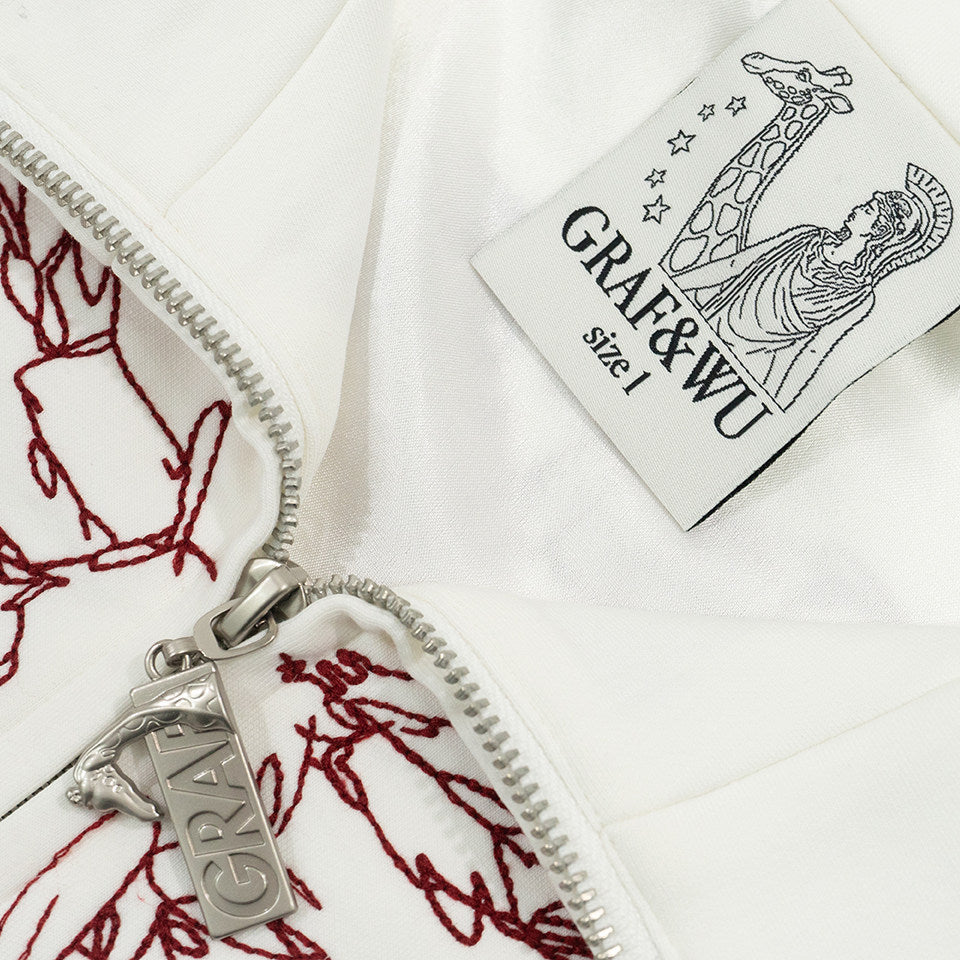 GRAF&WU Rib Cage Skeletal Hand Embroidery Zip-Up Jacket