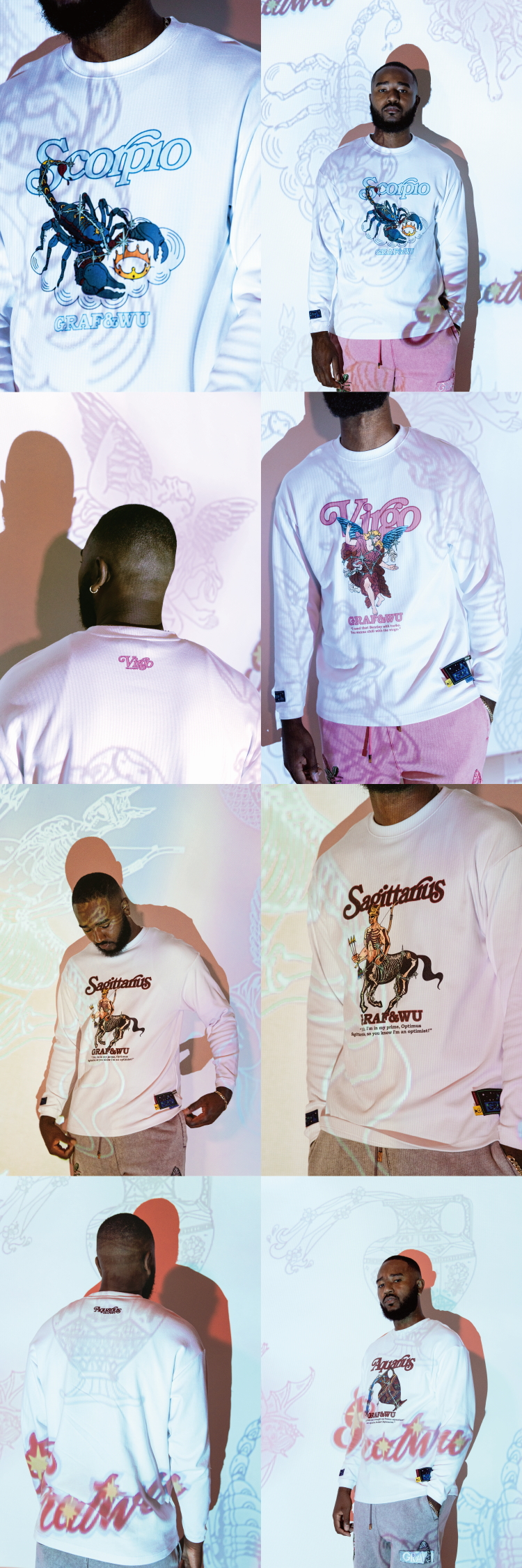 GRAF&WU 12 Signs Rap Lyrics Embroidery Print Long-sleeved Shirt