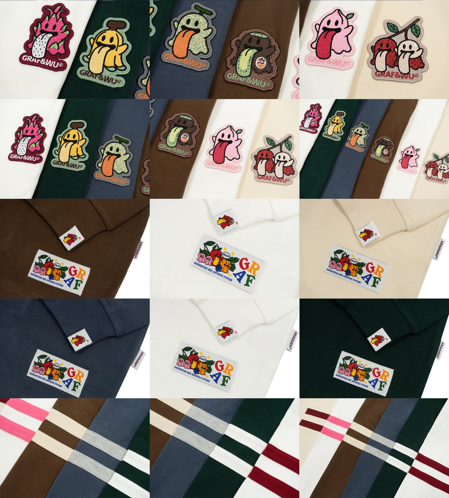 GRAF&WU Fruit Cute Ghost Embroidery long-sleeve Shirt