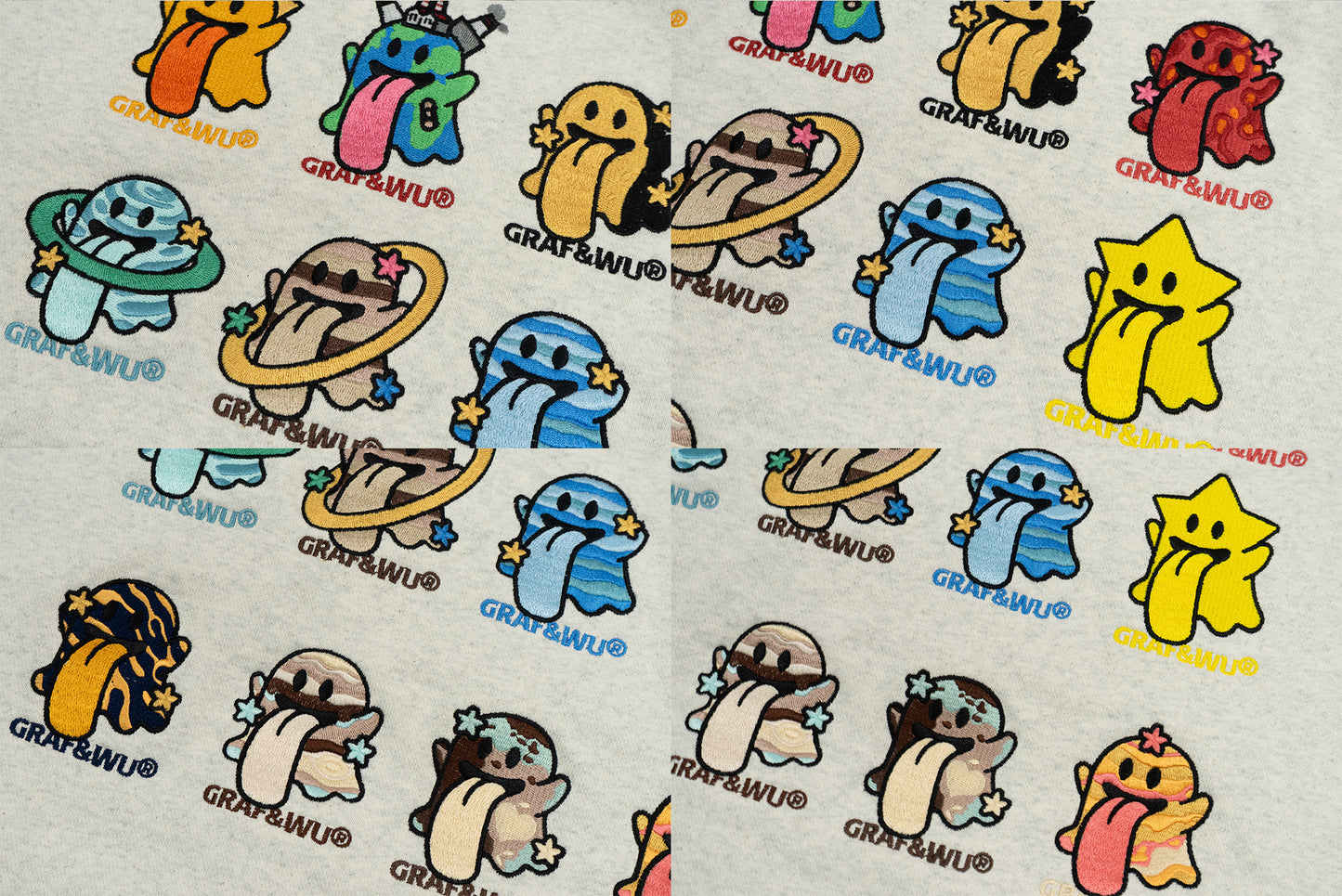 GRAF&WU Solar System 12 Planets Cute Ghost Character Hoodie