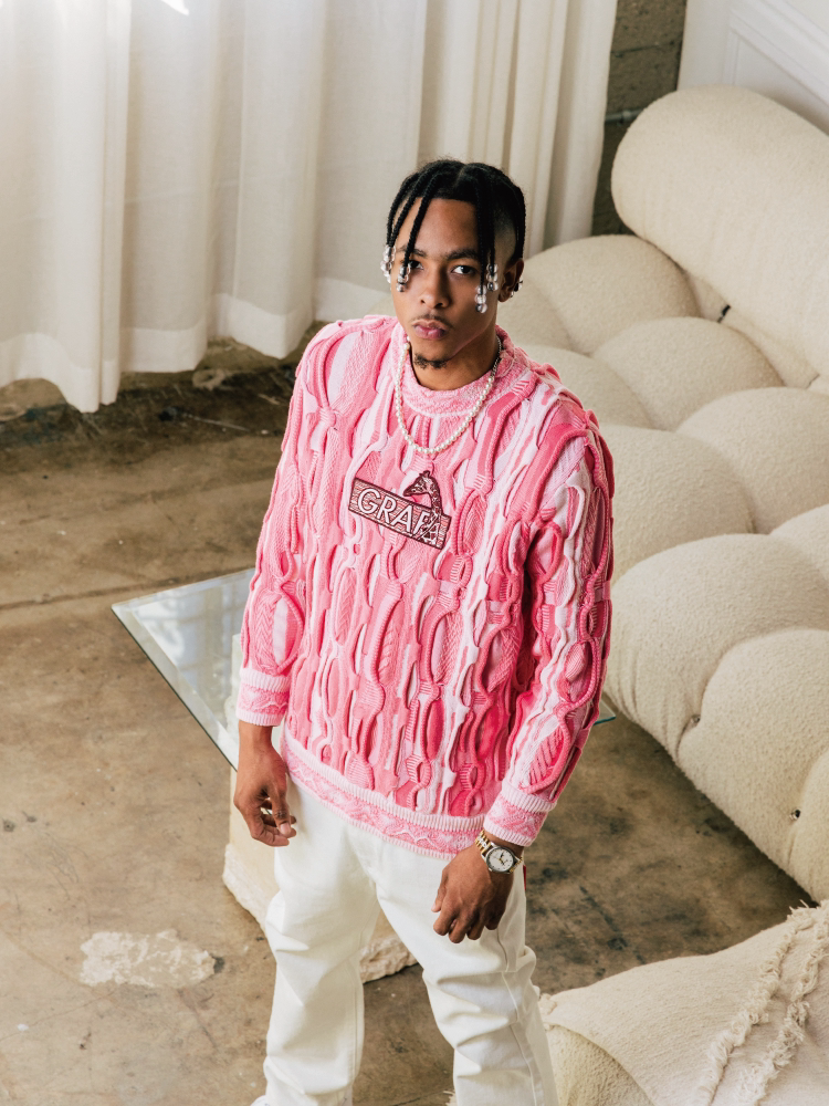 GRAF&WU Retro 3D Wave Pattern Street Art Knit Sweater