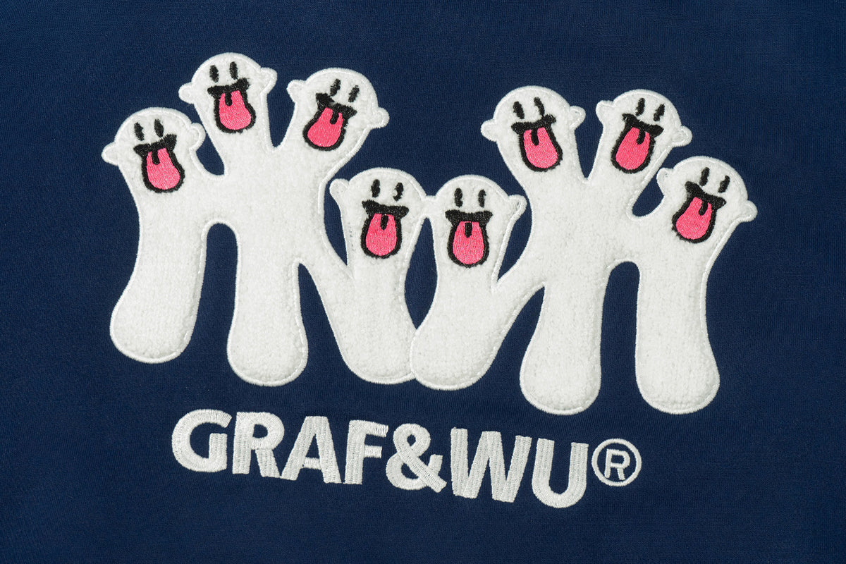 GRAFWU New York Cute Ghost Pattern Fleece Hoodie