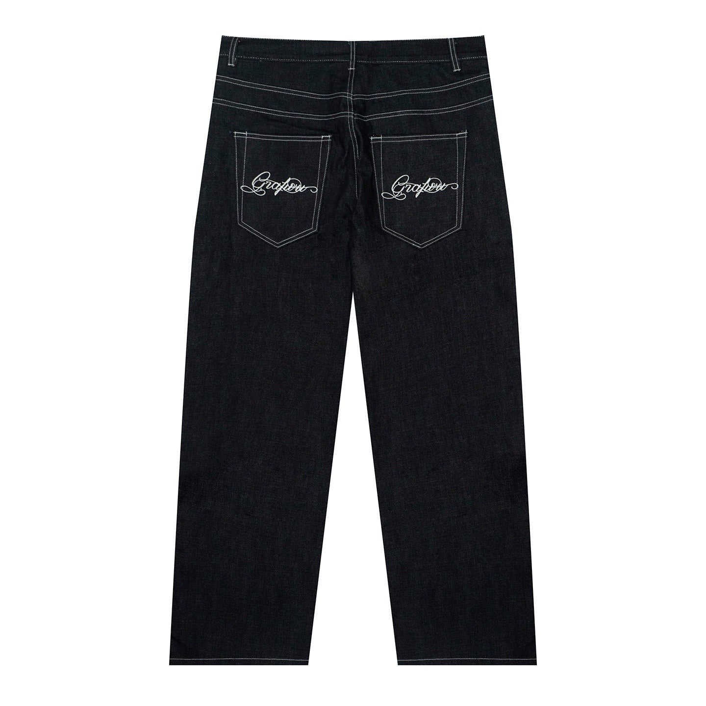 GRAF&WU Fashion Letter Embroidery Casual Baggy Cargo Jeans