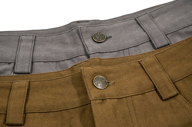 GRAF&WU Vintage Leather-Lettered Brass Buckles Cargo Pants