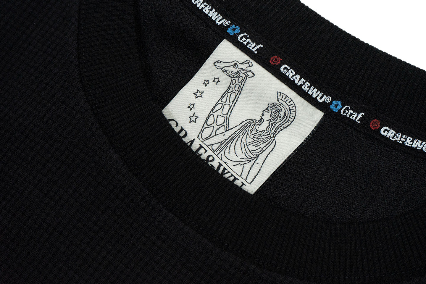 GRAF&WU Paid In Full Giraffe Knight Embroidered Waffle Long Sleeve