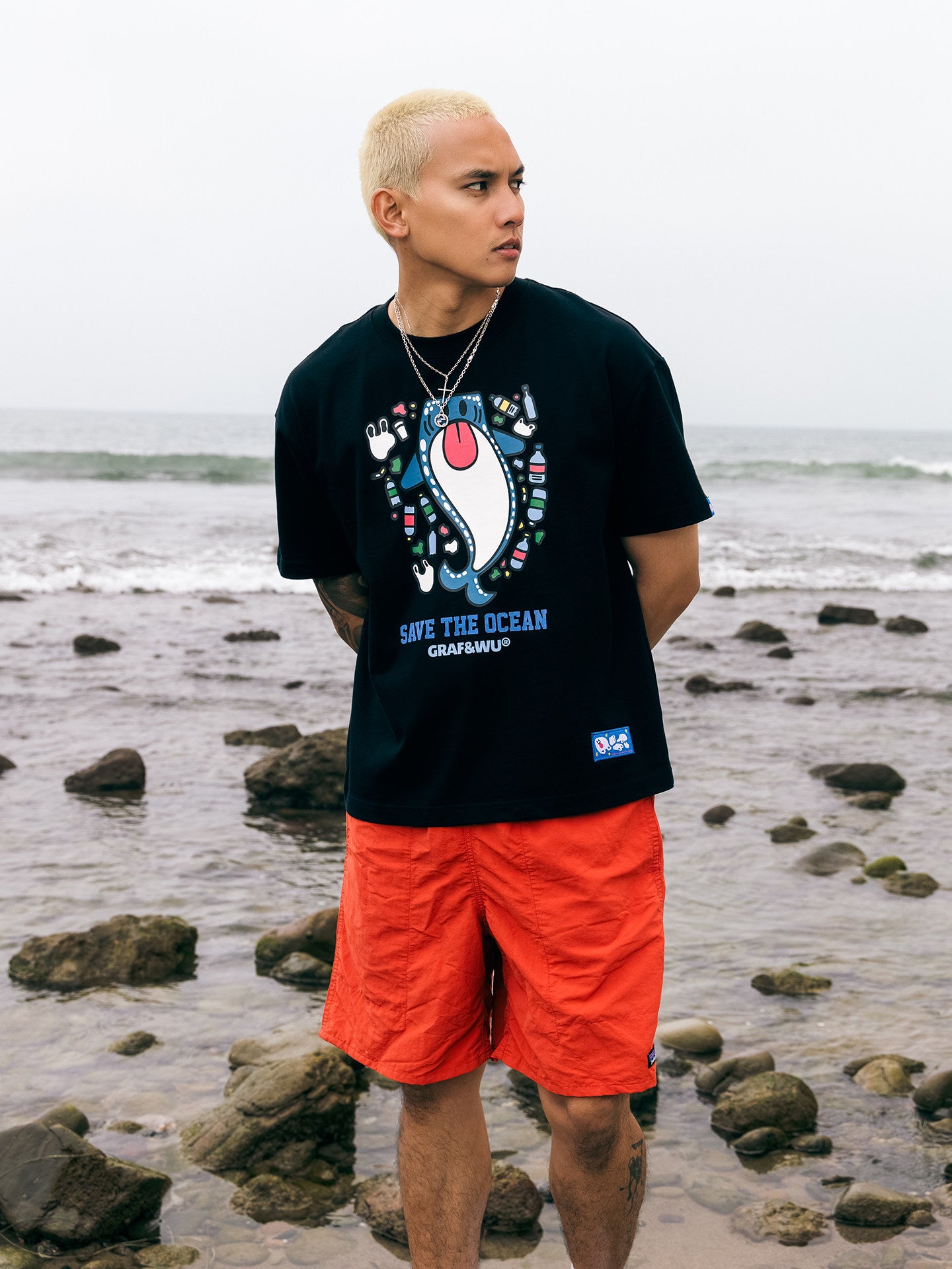GRAF&WU Protect Ocean Nature Themed Cute Ghost T-shirt
