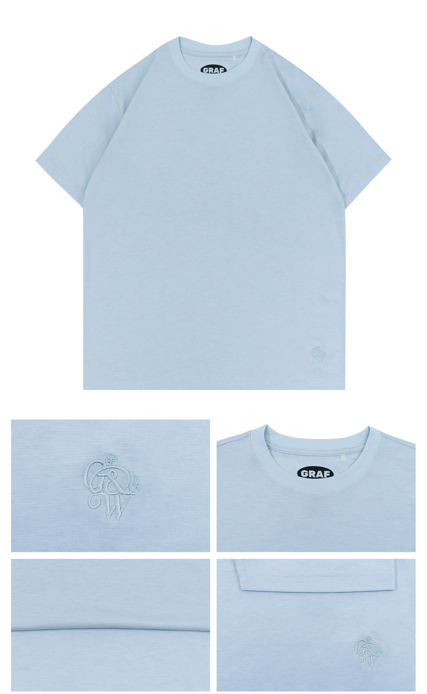 GRAF&WU Mini Embroidered Tencel Cozy Regular Shoulder Fit T-shirt