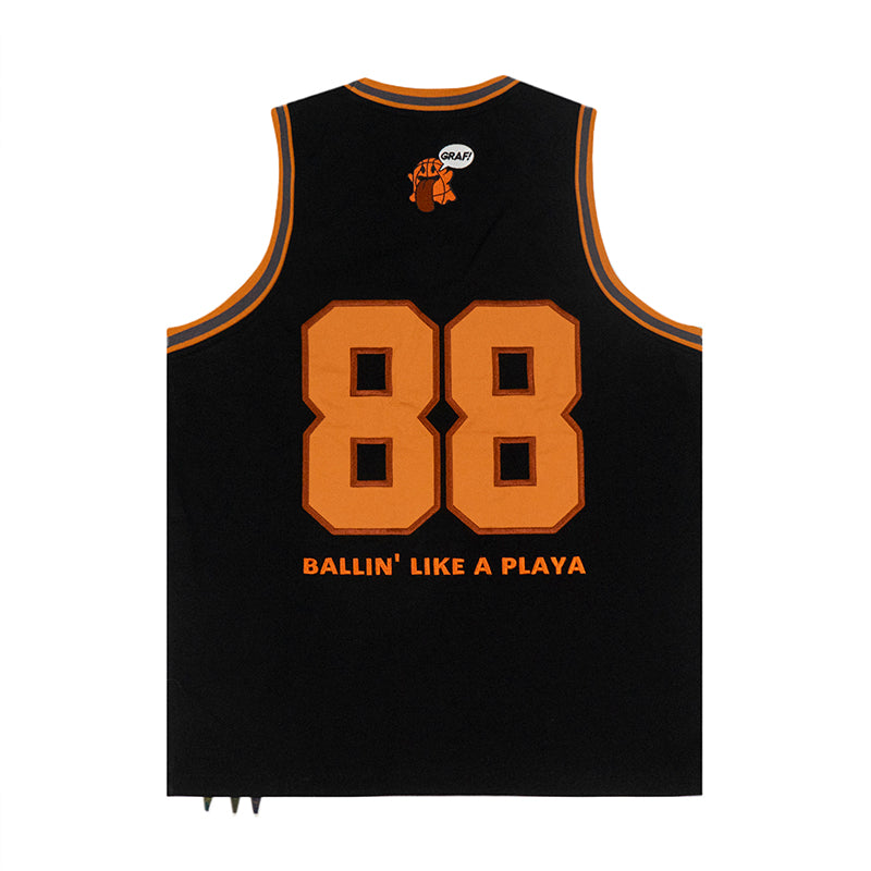 GRAF&WU Basketball Jersey Sports Ball Booghost Sleeveless Top Basketball Cute Ghost 2.0 Sleeveless Shirt No.88 Jersey Black Athletics Muscle Shirt