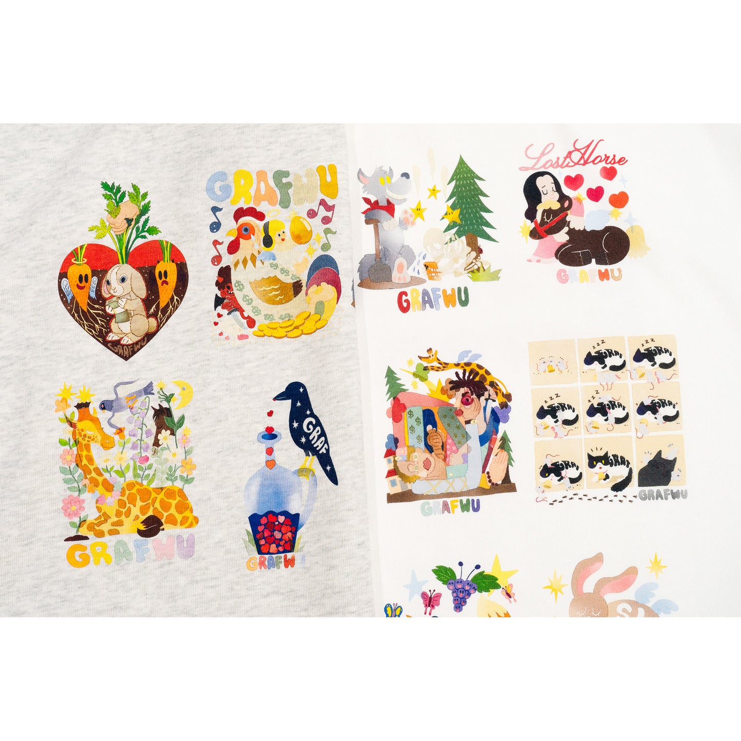 GRAF&WU 12 Giraffe Fables Art T-shirt Digital Inkjet Print Cotton Tee