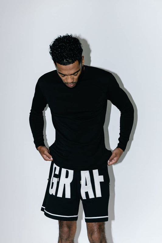 GRAF&WU Letter Embroidered Streetwear Loose Sports Shorts