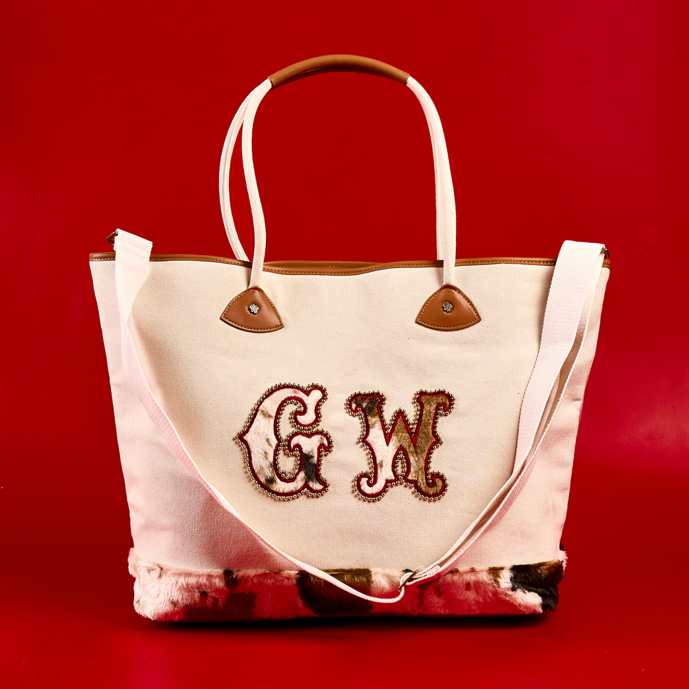 GRAF&WU Western Pony Hair Patchwork Oversized Canvas Tote Bag | Vintage Aesthetic