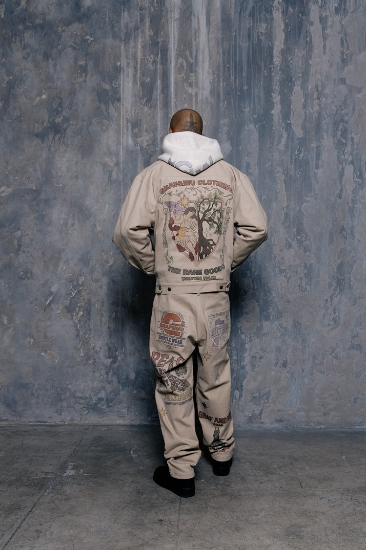 GRAF&WU Brand LOGO Angel Goddess Printing Cargo Pants