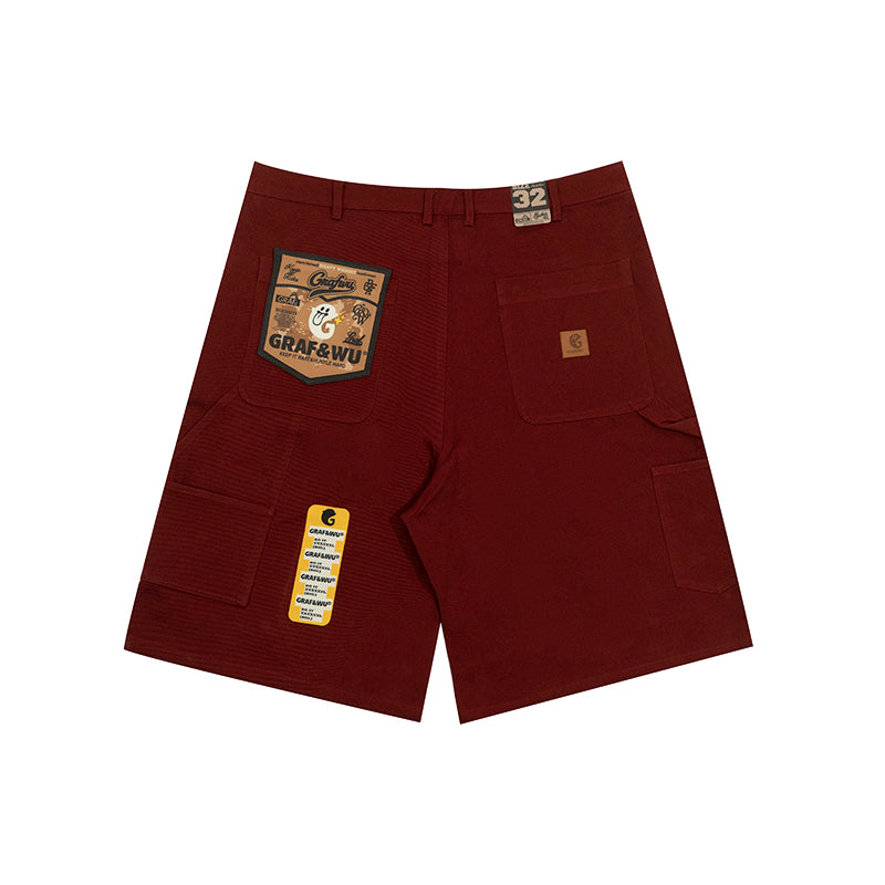 GRAF&WU Shorts Cute Ghost G Letter Logo Shorts Casual Solid Color Cargo Pants Men Women Cotton Shorts Hip-Hop Trend Pants