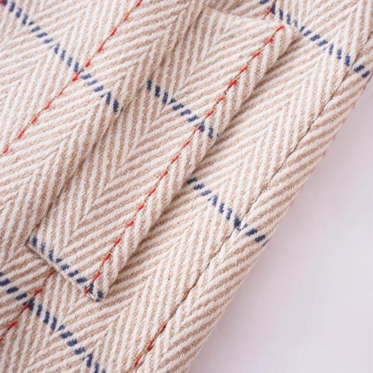 GRAF&WU Beige Plaid Limited Edition Embroidered 100% Wool OverCoat