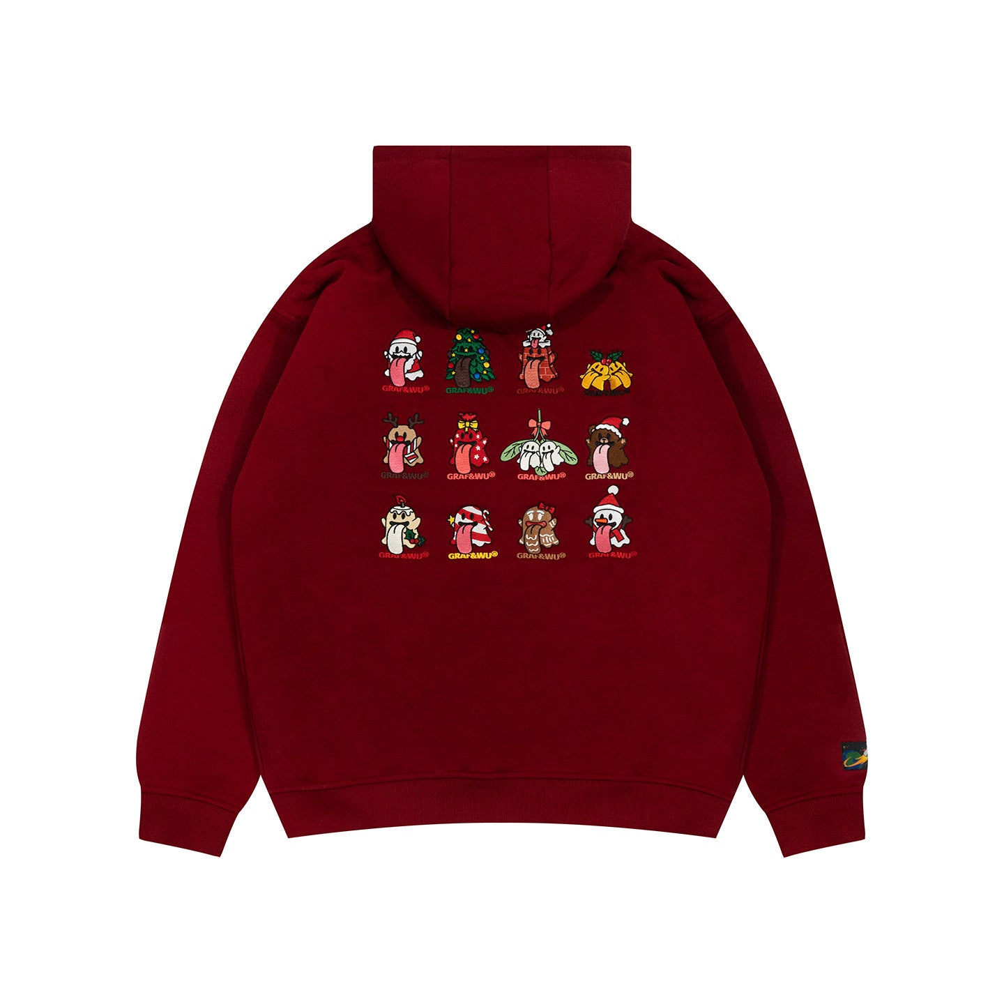 GRAF&WU 12 Christmas Cute Ghost Retro Loose Fleece Hoodies Fur Hat