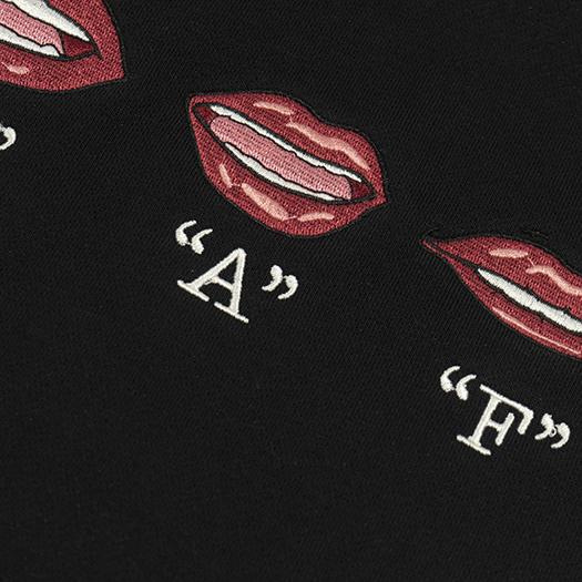 GRAF&WU Lips Say GRAF Lip-sync Embroidery Hoodie Cozy Sweatshirt