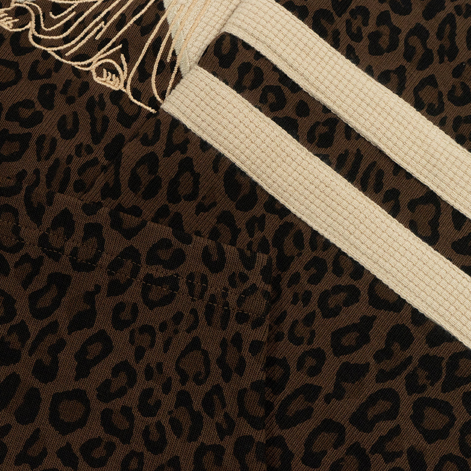 GRAF&WU Goddess Embroidered Short Leopard Long-Sleeved Sports Shirt