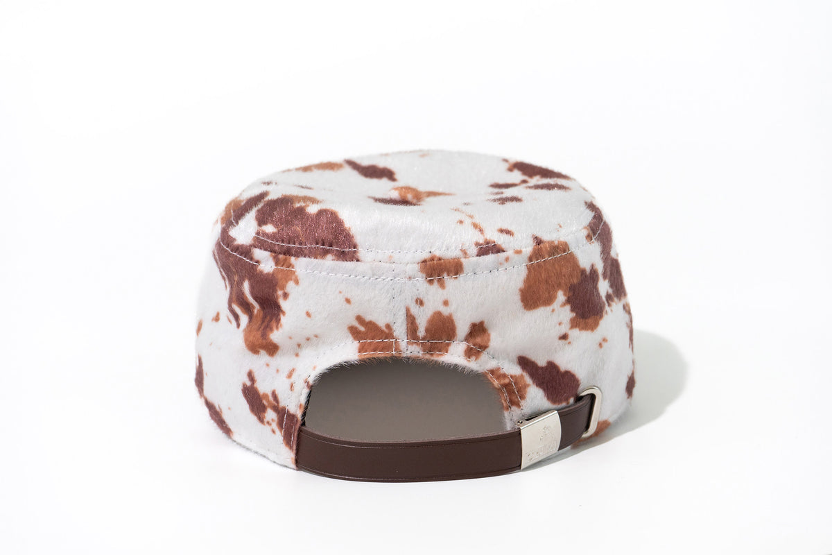 GRAF&WU Faux Pony Fur GW Embroidered Suede Western Style Flat-top Cap