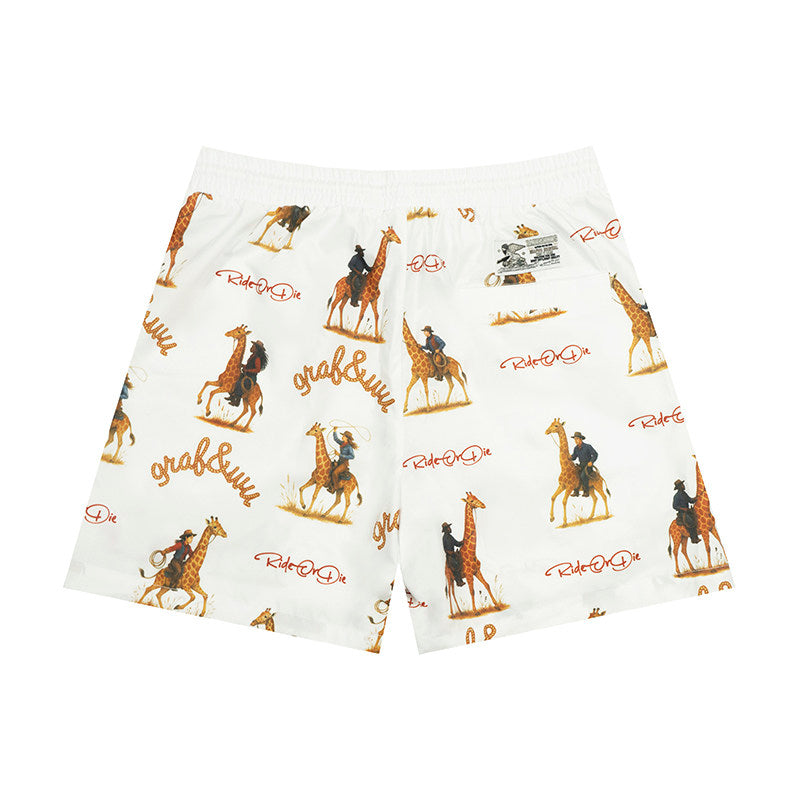 GRAF&WU Western Cowboy Giraffe Print Comfortable Shorts