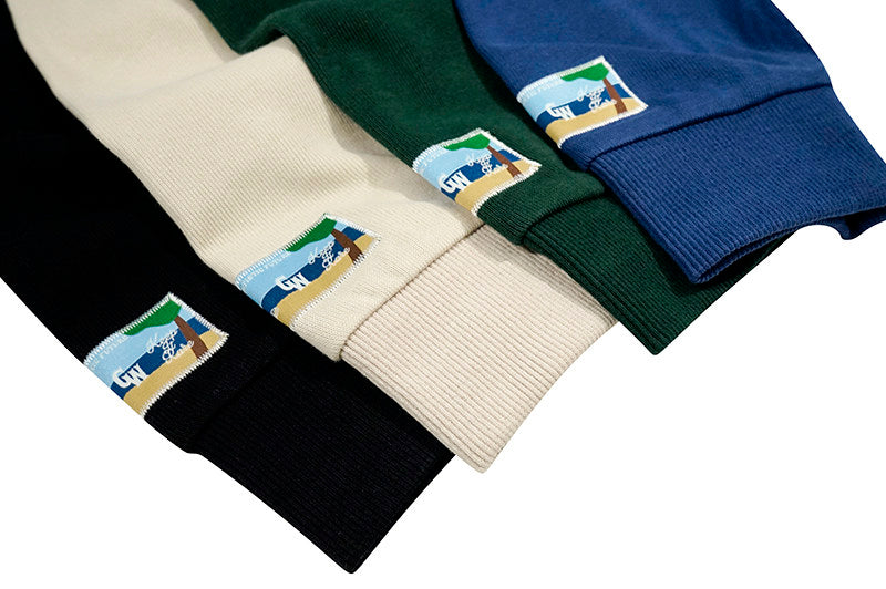 GRAF&WU Letter Embroidery Four-Patch Streetwear Long-Sleeve T-Shirt