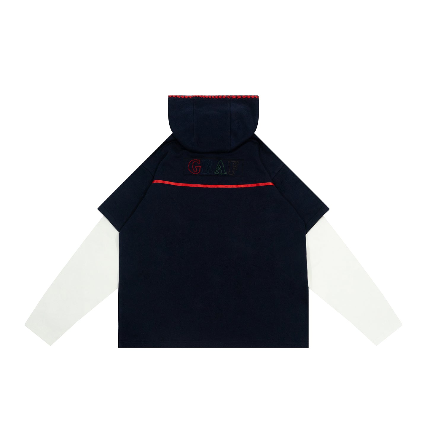 GRAF&WU Handmade Embroidered Baseball Man Layered-style Hoodie