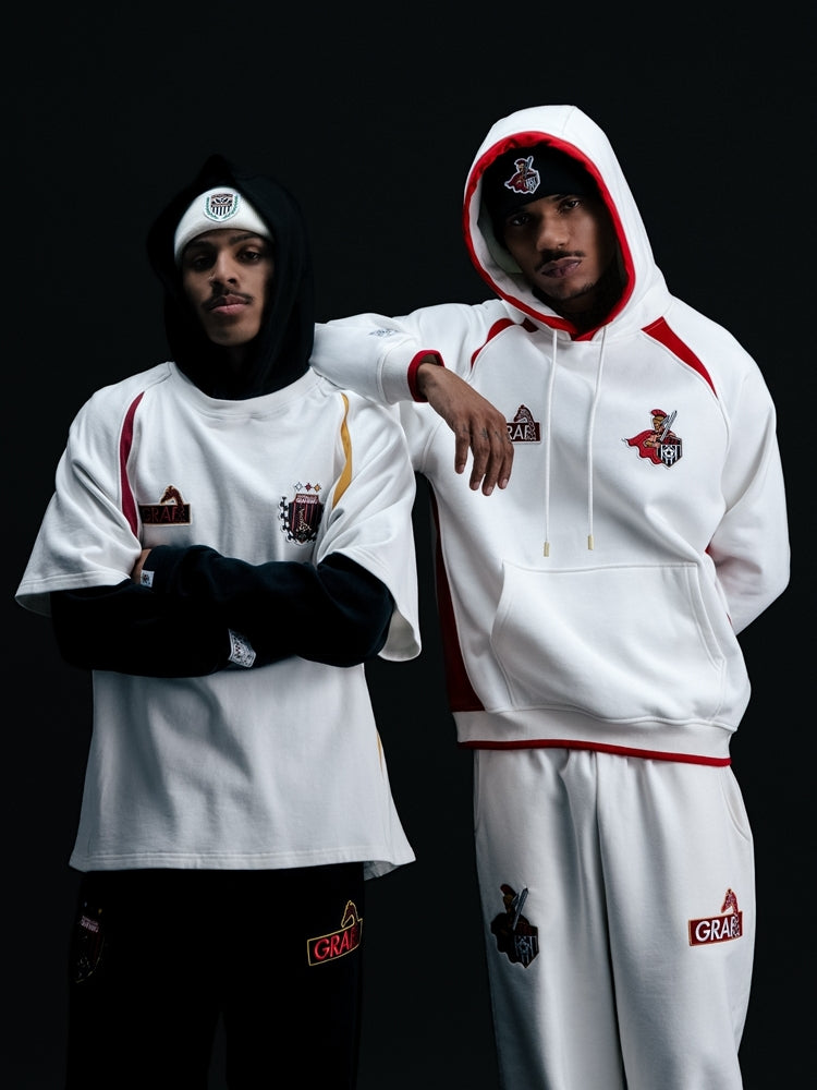 GRAF&WU Blokecore Football Team Floral Angel Devil Fleece Hoodie