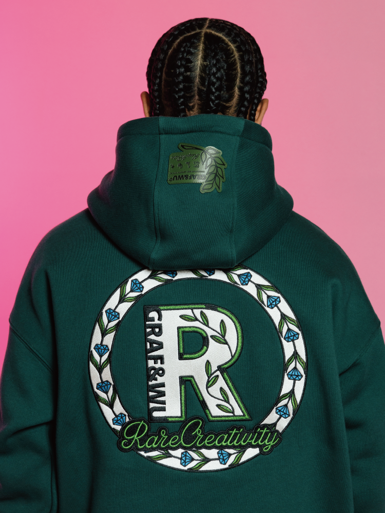 GRAF&WU Intellectual Property Flowers Embroidered Fleece Hoodie