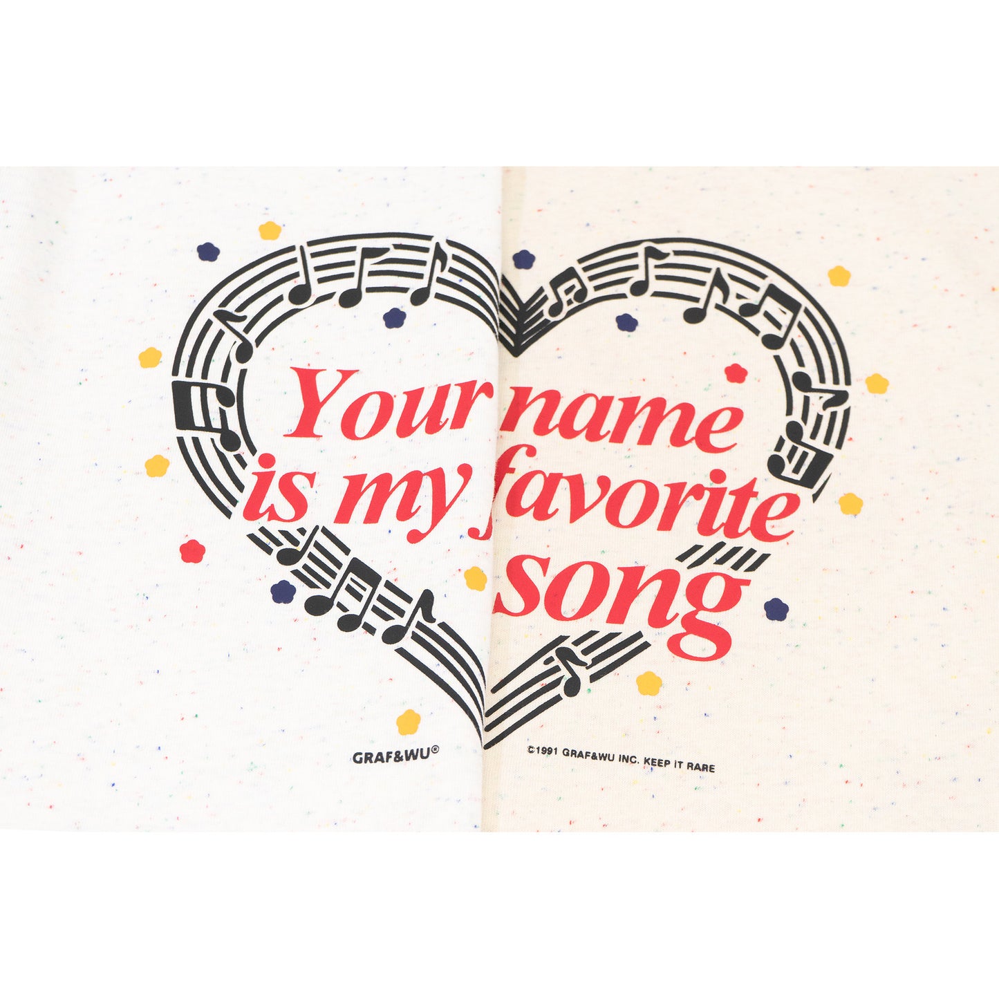 GRAF&WU Musical Notes Sweet words Print Boxy Cropped T-shirt