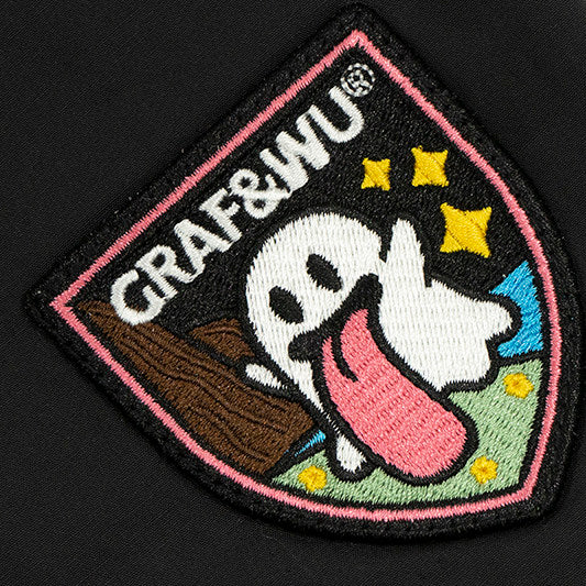 GRAF&WU Cute Button Embroidered Patch Vacation Lightweight Shorts