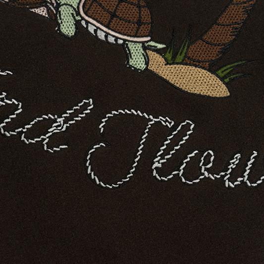 GRAF&WU Turtle Deer Race Leather Sleeved Retro Baseball Jacket - Premium Streetwear